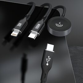 Apple Watch Dudao A12Max+ PD 100W 3in1 Charger Cable: USB-C Lightning 1.2m - Black | Techbox