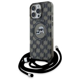 Karl Lagerfeld IML Crossbody Monogram Karl &amp; Choupette Head MagSafe Case for iPhone 16 Pro Max - Black | Techbox