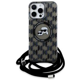 Karl Lagerfeld IML Crossbody Monogram Karl &amp; Choupette Head MagSafe Case for iPhone 16 Pro Max - Black | Techbox