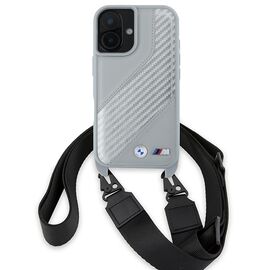 BMW BMHCP16S23PSCCG iPhone 16 6.1" gray/gray hardcase M Edition Carbon Stripe &amp; Strap - Apple Cases - Cases - Techbox