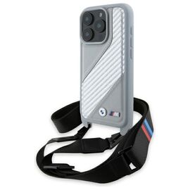 BMW BMHCP16L23PSCCG iPhone 16 Pro 6.3" gray/gray hardcase M Edition Carbon Stripe &amp; Strap - Apple Cases - Cases - Techbox