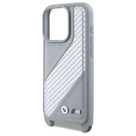 BMW BMHCP16L23PSCCG iPhone 16 Pro 6.3" gray/gray hardcase M Edition Carbon Stripe &amp; Strap - Apple Cases - Cases - Techbox