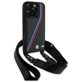 BMW BMHCP16L23PSVTK iPhone 16 Pro 6.3" black/black hardcase M Edition Carbon Tricolor Lines &amp; Strap - Apple Cases - Cases - Techbox