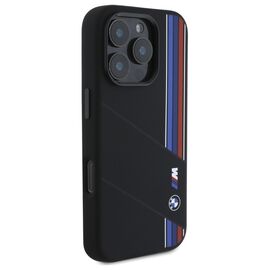 BMW Silicone Cut Tricolor Lines MagSafe Case for iPhone 16 Pro Max - Black | Techbox