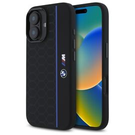 BMW Silicone Hexagon Blue Line MagSafe iPhone 16 Case - Black | Techbox