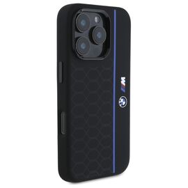BMW Silicone Hexagon Blue Line MagSafe iPhone 16 Pro Case - Black | Techbox