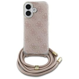 Guess GUHCP16SHC4SEP iPhone 16 6.1" pink hardcase Crossbody Cord 4G Print - Apple Cases - Cases - Techbox