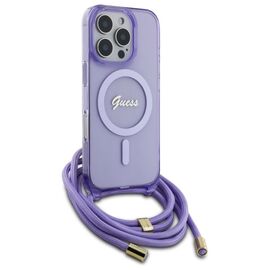Guess Crossbody Cord Script MagSafe Case for iPhone 16 Pro - Purple | Techbox