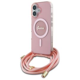 Guess Crossbody Cord Script MagSafe iPhone 16 Case - Pink | Techbox