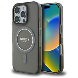 Guess IML Glitter Circle MagSafe case for iPhone 16 Pro - black | Techbox