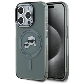 Karl Lagerfeld KLHMP15LHLSKCK iPhone 15 Pro 6.1" black/black hardcase IML Metal Karl&amp;Choupette Head MagSafe