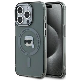 Karl Lagerfeld KLHMP15XHLSKIK iPhone 15 Pro Max 6.7" black/black hardcase IML Metal Karl Head MagSafe