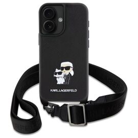 Karl Lagerfeld KLHCP16SSAKCPBK iPhone 16 6.1" black hardcase Saffiano Karl&amp;Choupette Metal Pin CBDY Strap - Apple Cases - Cases - Techbox