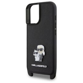 Karl Lagerfeld KLHCP16SSAKCPBK iPhone 16 6.1" black hardcase Saffiano Karl&amp;Choupette Metal Pin CBDY Strap - Apple Cases - Cases - Techbox