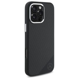 Mercedes MEHMP16L23SUGDK iPhone 16 Pro 6.3" black/black hardcase Silicone Tonal Logo Wood Pattern MagSafe