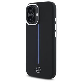 Mercedes Silicone Blue Stripe MagSafe iPhone 16 Case - Black | Techbox