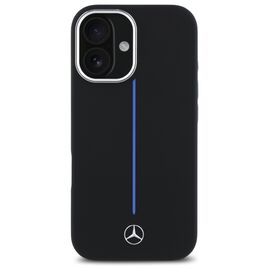 Mercedes Silicone Blue Stripe MagSafe iPhone 16 Case - Black | Techbox