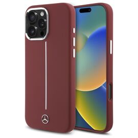 Mercedes Silicone White Stripe MagSafe Case for iPhone 16 Pro Max - Red | Techbox