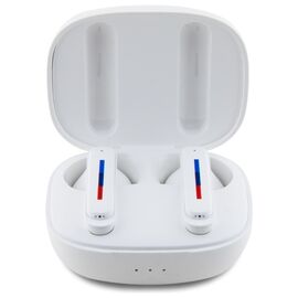 BMW Bluetooth headphones BMBEMIATP20LOH TWS + docking station white/white Printed Logos