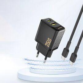 Dudao A26T GaN 25W USB-A, USB-C Charger - Black - Travel Chargers - Smartphone Chargers - Techbox