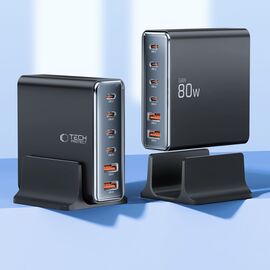 Tech-protect DC80W-GAN 6-PORT PD80W/QC3.0 Charging Station - Black