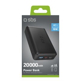 Fast charge power bank: 20,000 mAh, 2 USBs Black | Techbox