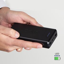 Fast charge power bank: 20,000 mAh, 2 USBs Black | Techbox