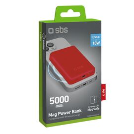 Powerbank SBS TEBB5000MAG1CR 5000 mAh compatible with MagSafe - red - Powerbanks - Smartphone Chargers - Techbox