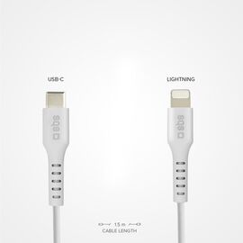 SBS TECABLELIGTC1W USB-C - Lightning Cable MFi Certified, 1m - White | Techbox