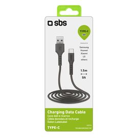 SBS TECABLEMICROC15K USB-A - USB-C Cable 1.5m - Black - Cables & Adapters - Cables & Accessories - Techbox