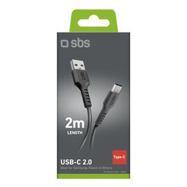 SBS TECABLETC220K USB-A - USB-C Cable 2 m - Black - Cables & Adapters - Cables & Accessories - Techbox
