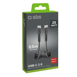SBS TECABLETYPCCSK USB-C spiral cable - USB-C 0.5m - black | Techbox