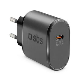 SBS TETR1CPD25 25W USB-C Wall Charger with Power Delivery - Black - Travel Chargers - Smartphone Chargers - Techbox
