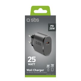 SBS TETR1CPD25 25W USB-C Wall Charger with Power Delivery - Black - Travel Chargers - Smartphone Chargers - Techbox
