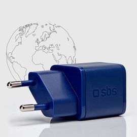 SBS TETRGAN1C20B 20W GaN Wall Charger with Power Delivery - Blue - Travel Chargers - Smartphone Chargers - Techbox