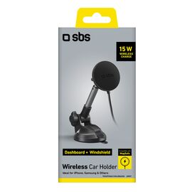 Telescopic smartphone holder with inductive charger SBS TESUPPMAG15WLONGARM with suction cup, compatible with MagSafe - black - Smartphone Holders - Smartphones - Techbox