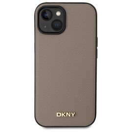 DKNY Grained Metal Logo MagSafe iPhone 15 Case - Beige - Uncategorized Cases (2) - Cases - Techbox