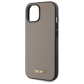 DKNY Grained Metal Logo MagSafe iPhone 15 Case - Beige - Uncategorized Cases (2) - Cases - Techbox