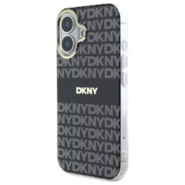 DKNY Repeat Texture Pattern With Stripe iPhone 16 Case - Black - Apple Cases - Cases - Techbox