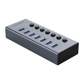 Orico BT2U3-7AB Hub 7x USB-A 3.0 with switches - gray - USB Hubs & Card Readers - Peripherals - Techbox