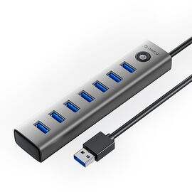 Orico CL7U-U3 hub 7x USB-A 3.0 + USB-C 5V/3A 1m - gray - USB Hubs & Card Readers - Peripherals - Techbox