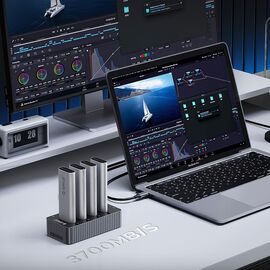Orico IT48N-C 4-Disk Docking Station with M.2 NVME Clone Function - Gray - Cases & Accessories - Hard Drives - Techbox