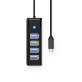 Orico PW4U-C3 USB-C / 4x USB-A 3.0 Hub - Black | Techbox