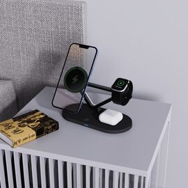Tech-Protect QI15W-A41 3in1 Wireless Charger with MagSafe for Apple Devices - Black