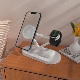 Tech-Protect QI15W-A41 3in1 Wireless Charger with MagSafe for Apple Devices - White