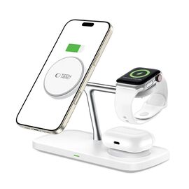Tech-Protect QI15W-A45 3in1 Wireless Charger with MagSafe for Apple Devices - White