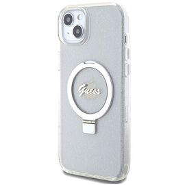 Guess GUHMP15MHRSGSD iPhone 15 Plus / 14 Plus 6.7" transparent/transparent hardcase Ring Stand Script Glitter MagSafe