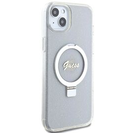 Guess GUHMP15MHRSGSD iPhone 15 Plus / 14 Plus 6.7" transparent/transparent hardcase Ring Stand Script Glitter MagSafe