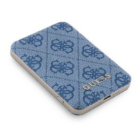 Guess Powerbank inductive 15W GUPB5FP4EMGB 5000mAh blue/blue 4G Leather Metal Logo MagSafe - Powerbanks - Smartphone Chargers - Techbox