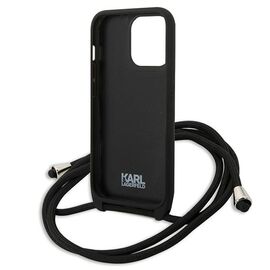 Karl Lagerfeld Leather Monogram Patch and Cord Iconik Case for iPhone 13 Pro / 13 - Black | Techbox